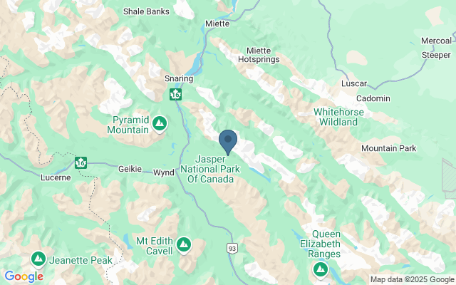 Kaart met locatie Jasper National Park